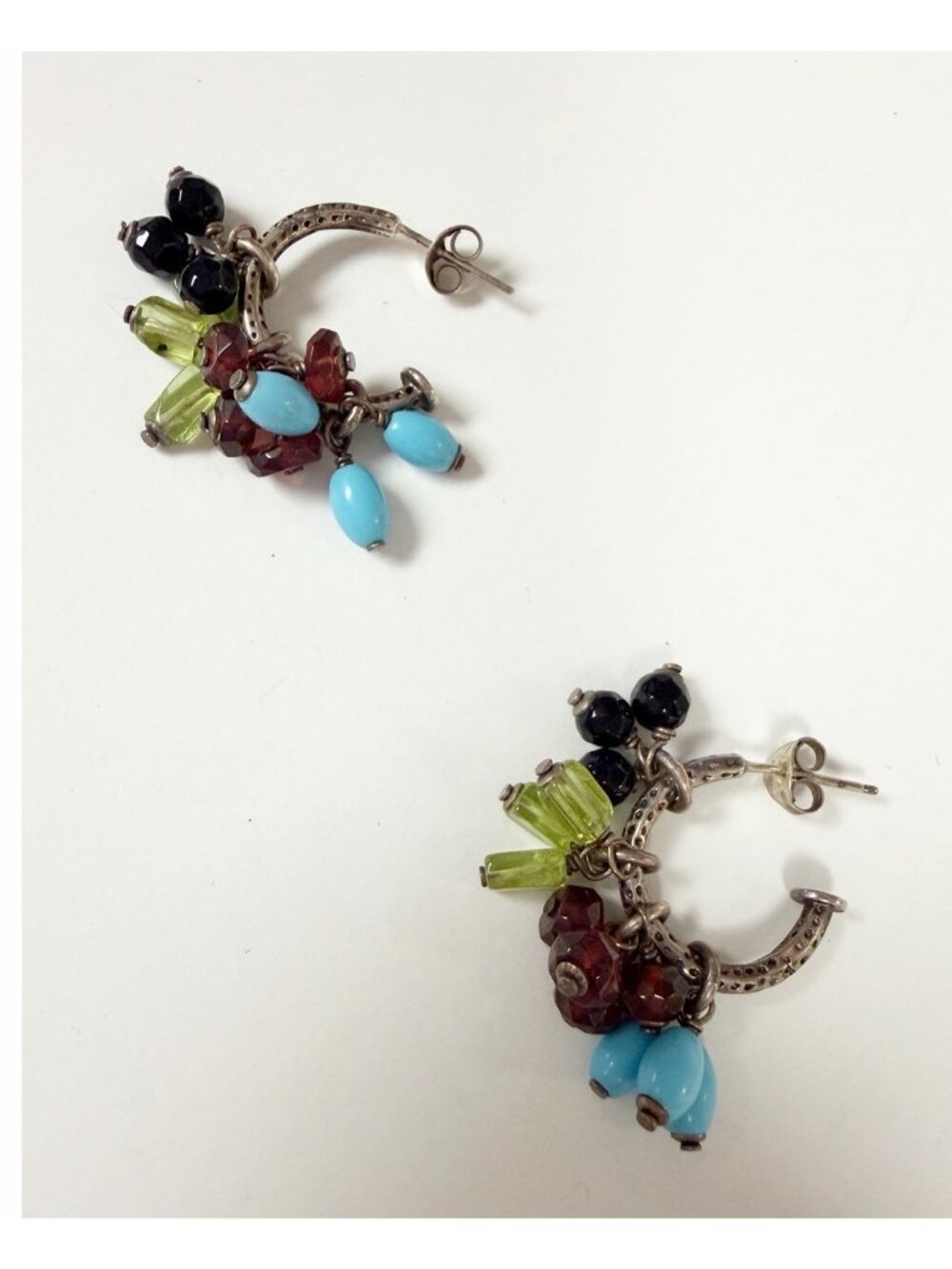 SILPADA Sterling Silver 925 Garnet Onyx Turquoise Peridot Earrings Charms